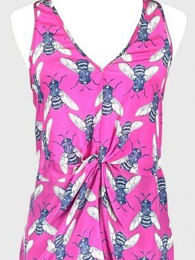 LiefNotes (Anthropologie) Pink Silk Bee Tank